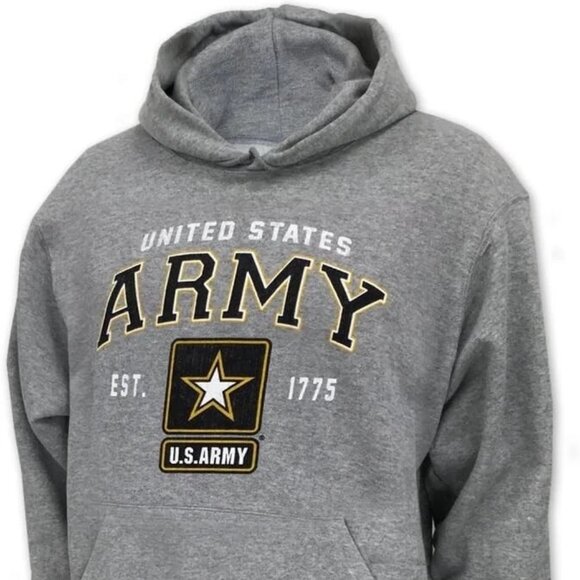 Joe Blow T's Army Star Est. 1775 Men's Hooded Sweatshirt Grey - Picture 1 of 1